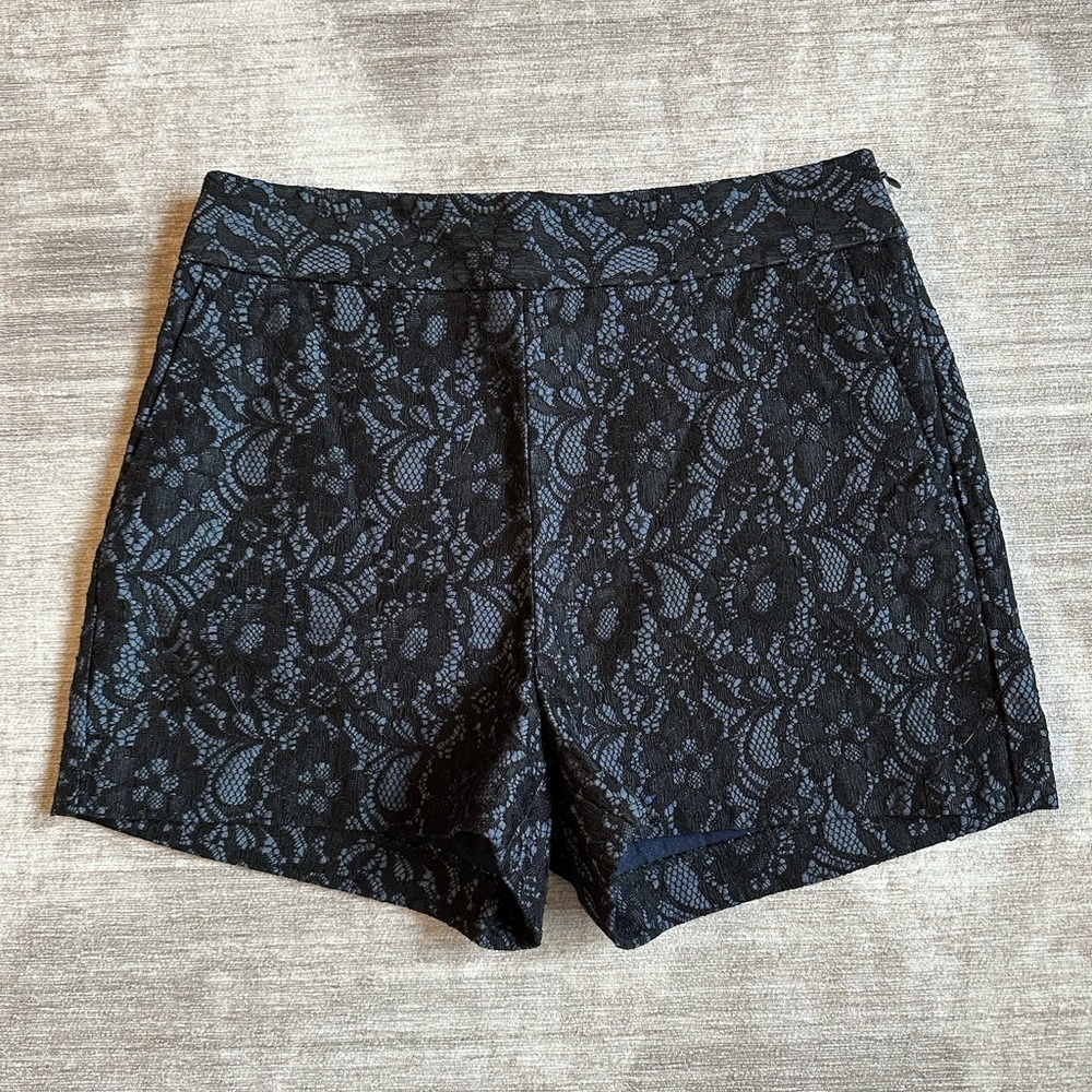 Express Ultra Short High Waisted Lace Brocade Shorts